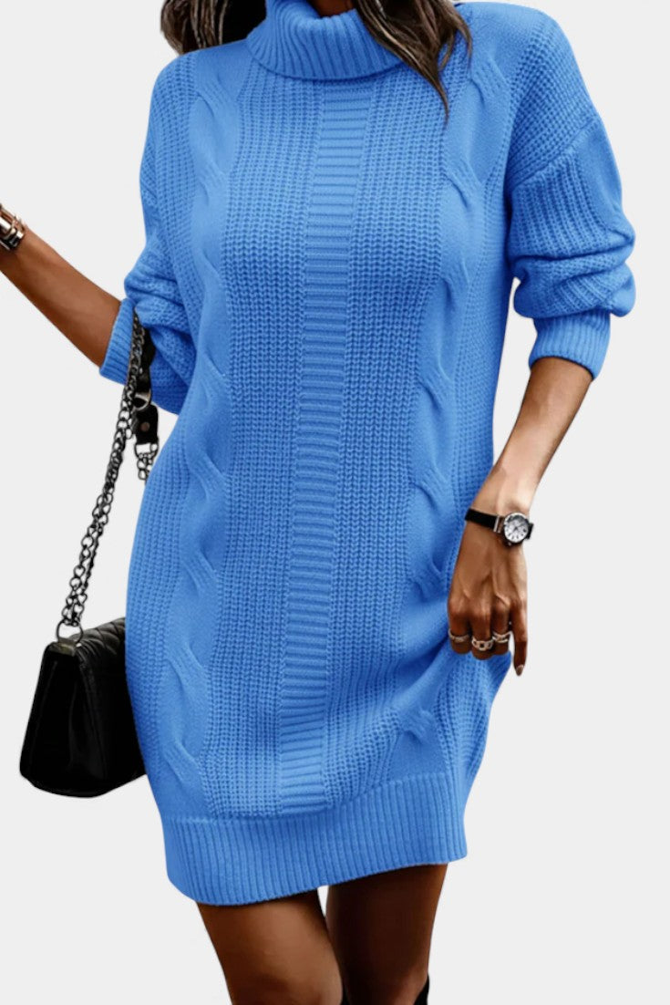 Tacienne | Robe pull en maille union à col roulé