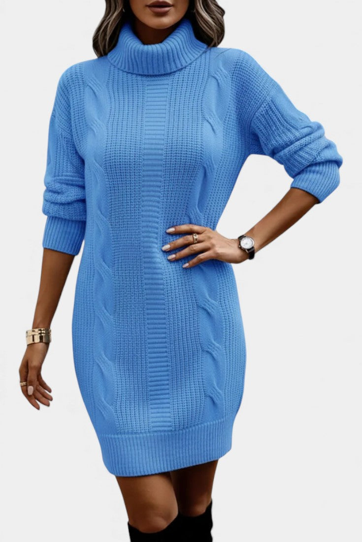 Tacienne | Robe pull en maille union à col roulé