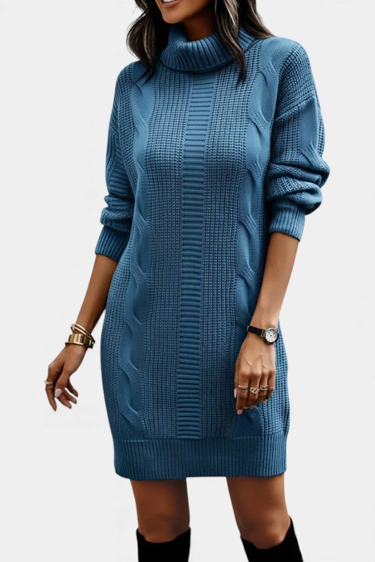 Tacienne | Robe pull en maille union à col roulé