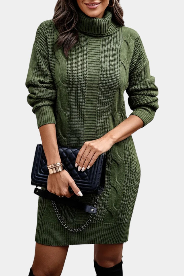 Tacienne | Robe pull en maille union à col roulé