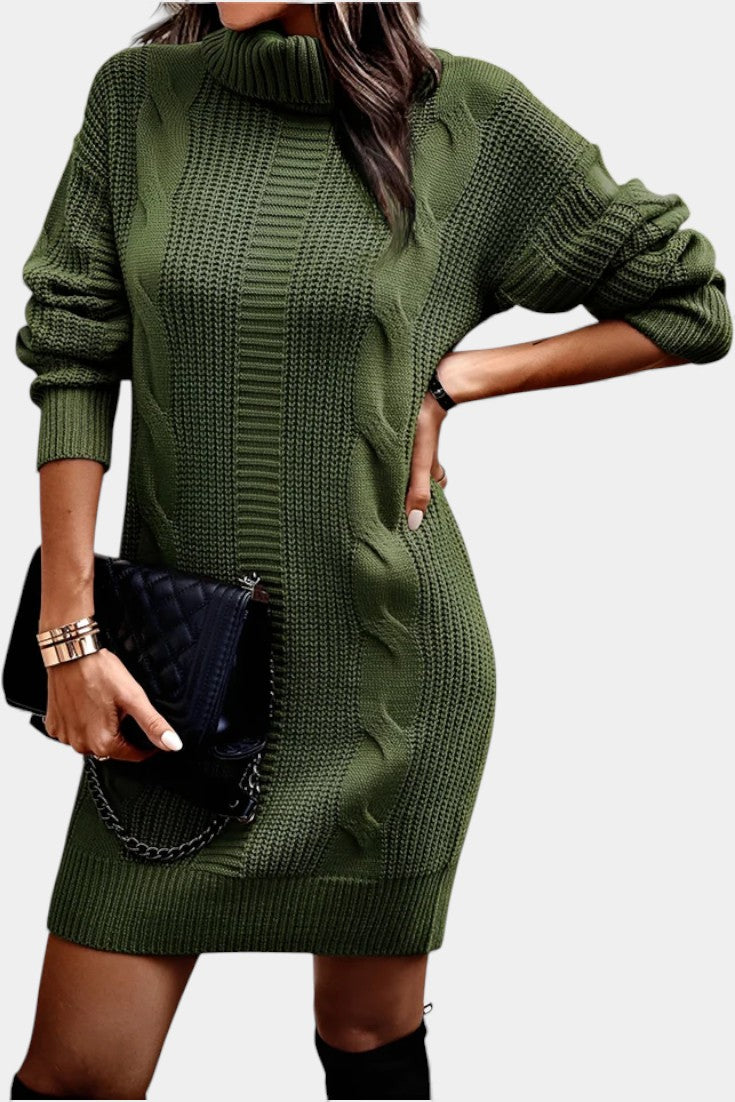 Tacienne | Robe pull en maille union à col roulé