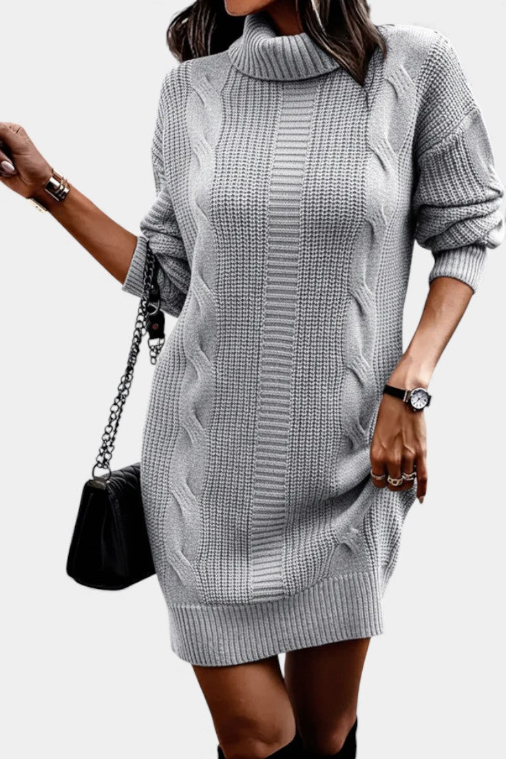 Tacienne | Robe pull en maille union à col roulé