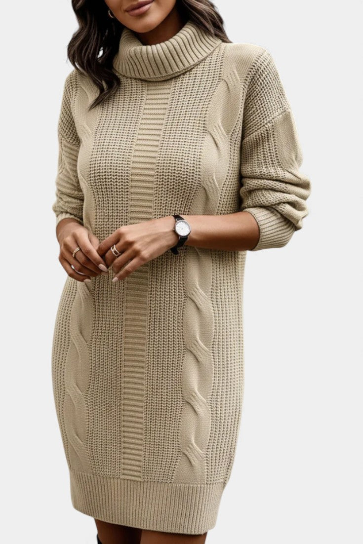 Tacienne | Robe pull en maille union à col roulé