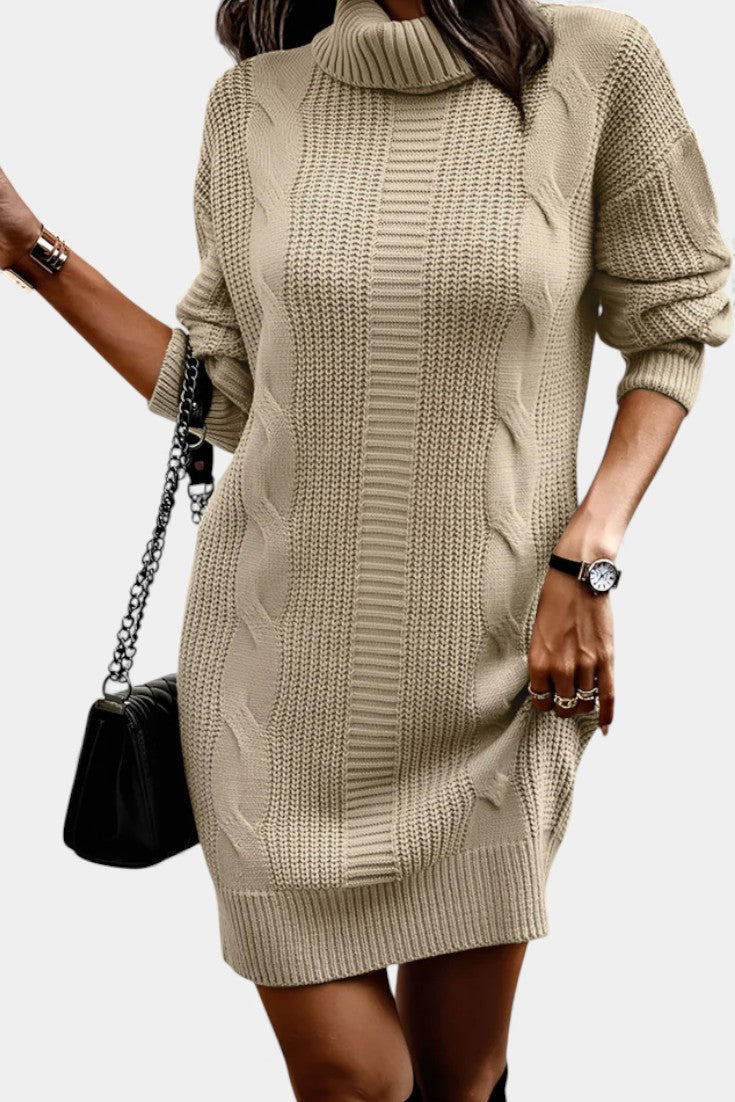 Tacienne | Robe pull en maille union à col roulé