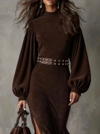 Harriet | Robe midi vintage à manches lanternes