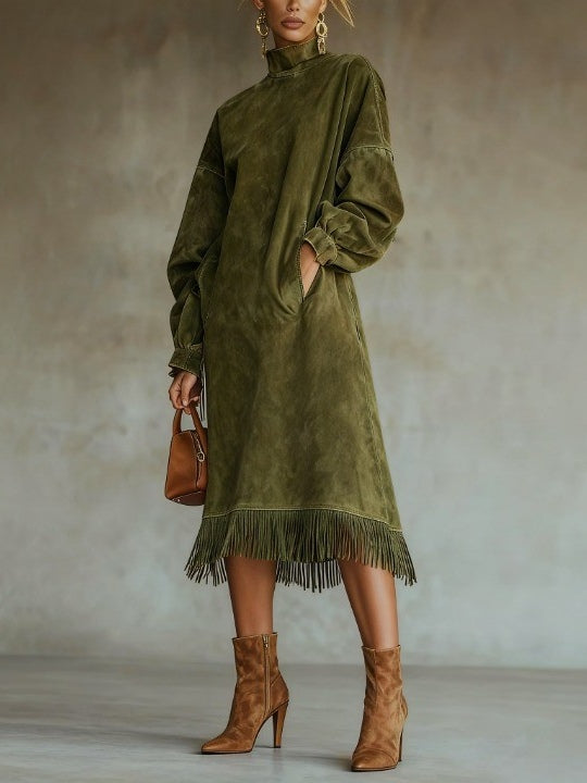 Aurora | Robe à franges en daim