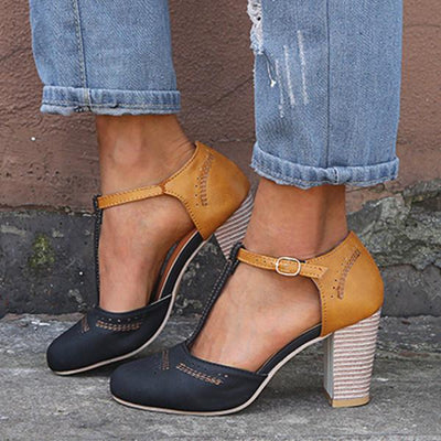 ALICIA™ | Vysoké retro podpatky s T-páskem pro nadčasový styl