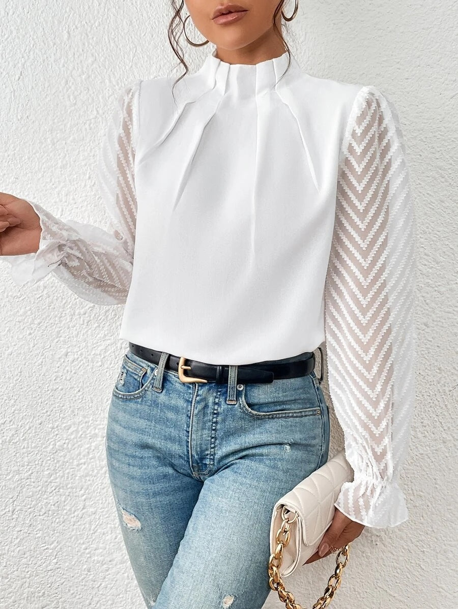 NATHALIE™ | ELEGANTNÍ HALENKA S NAŘASENÝMI RUKÁVY