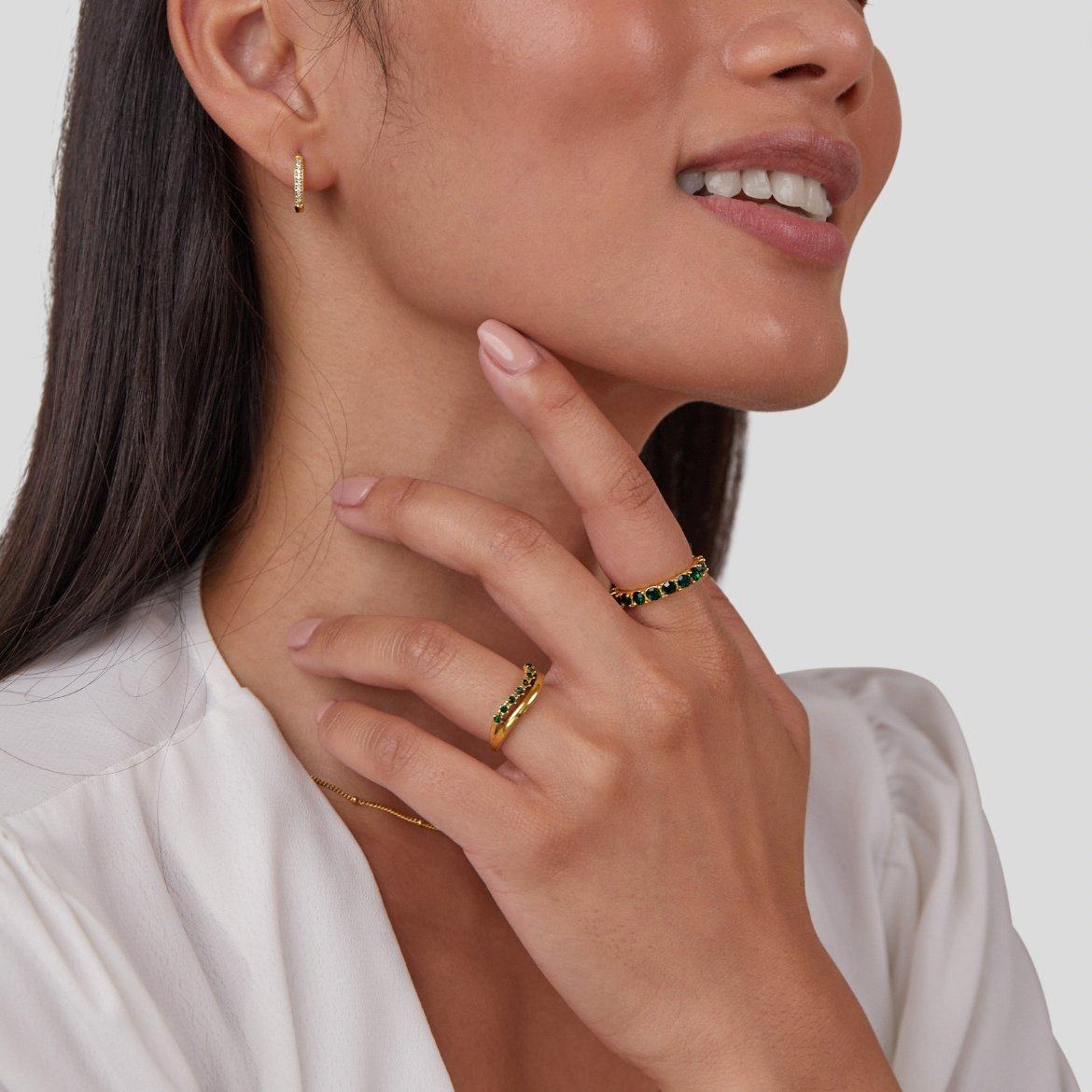 Carmen - Bague à plusieurs rangs vert émeraude