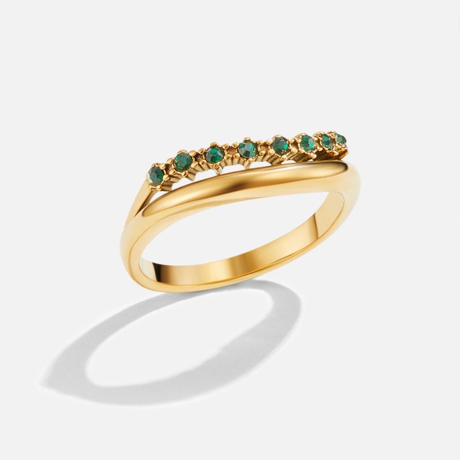 Carmen - Bague à plusieurs rangs vert émeraude