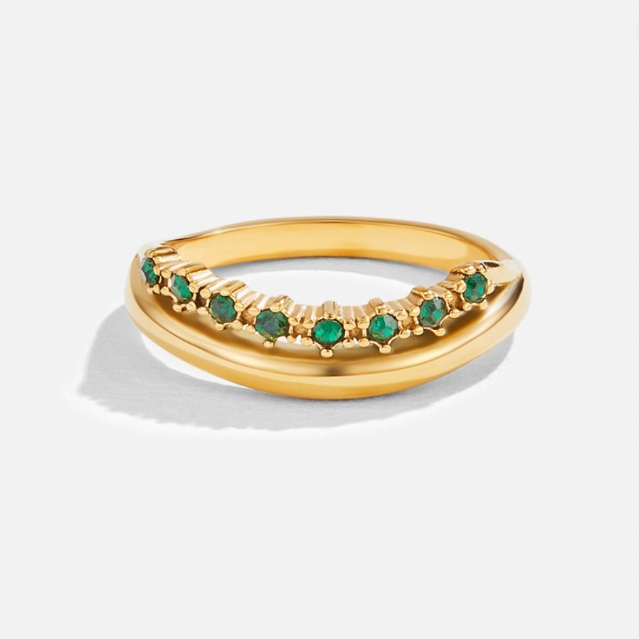 Carmen - Bague à plusieurs rangs vert émeraude