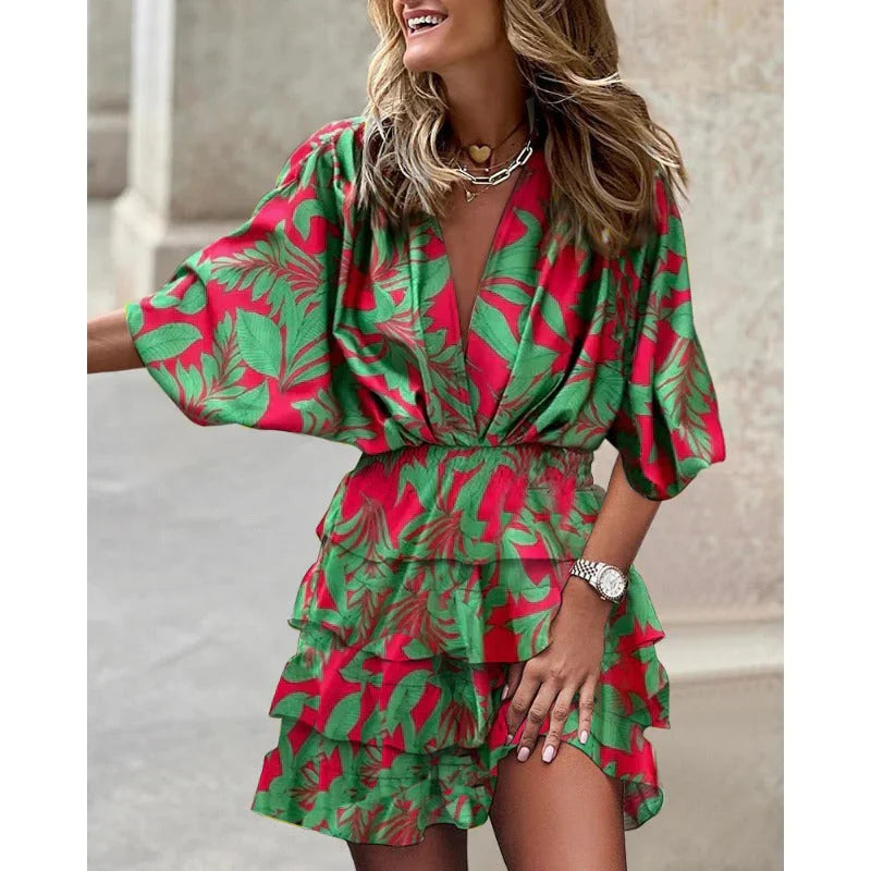Carmen™ | Boho Mini Dress with Gold Details