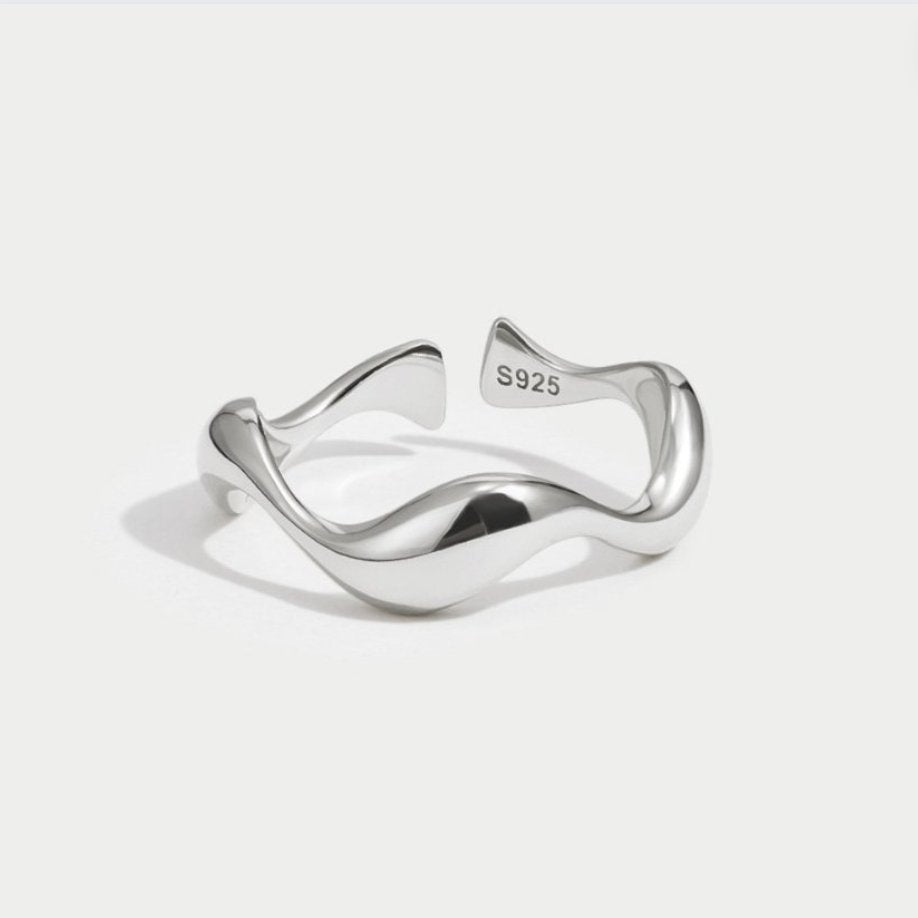 Bague vague argentée
