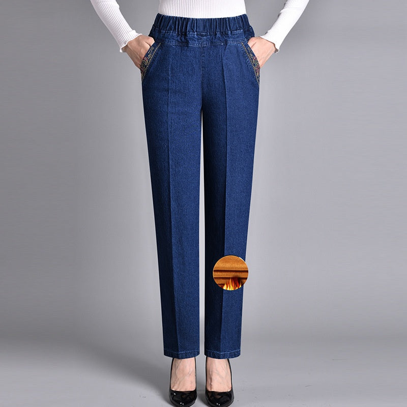 Maira | Damesjeans Met zijzakken En Elastische taille