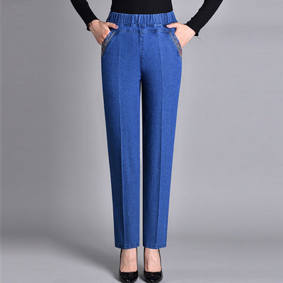 Maira | Damesjeans Met zijzakken En Elastische taille