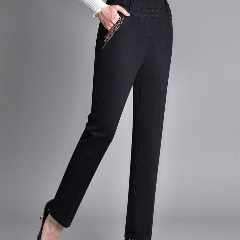 Maira | Damesjeans Met zijzakken En Elastische taille