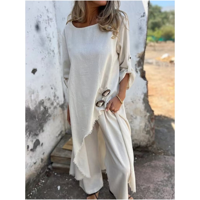 Robe et pantalon neufs en coton et lin - Ensemble deux pièces confortable