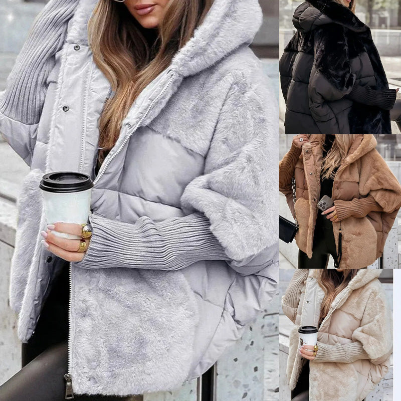 🔥Wintervoorverwarming - enorme kortingen🔥Luxe Dames Oversized Gebreide Puffer Jas – Winter Must-Have met Patchwork Design &amp; Maximum Warmte!