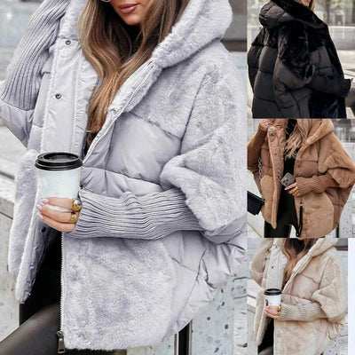 🔥Wintervoorverwarming - enorme kortingen🔥Luxe Dames Oversized Gebreide Puffer Jas – Winter Must-Have met Patchwork Design &amp; Maximum Warmte!