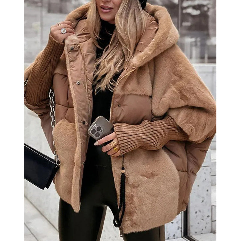 🔥Wintervoorverwarming - enorme kortingen🔥Luxe Dames Oversized Gebreide Puffer Jas – Winter Must-Have met Patchwork Design &amp; Maximum Warmte!