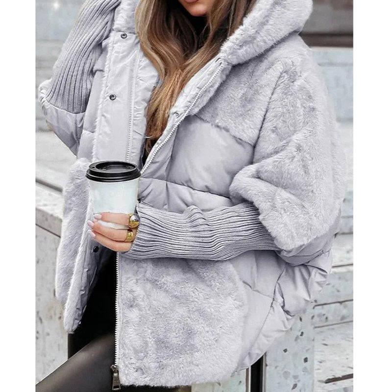 🔥Wintervoorverwarming - enorme kortingen🔥Luxe Dames Oversized Gebreide Puffer Jas – Winter Must-Have met Patchwork Design &amp; Maximum Warmte!