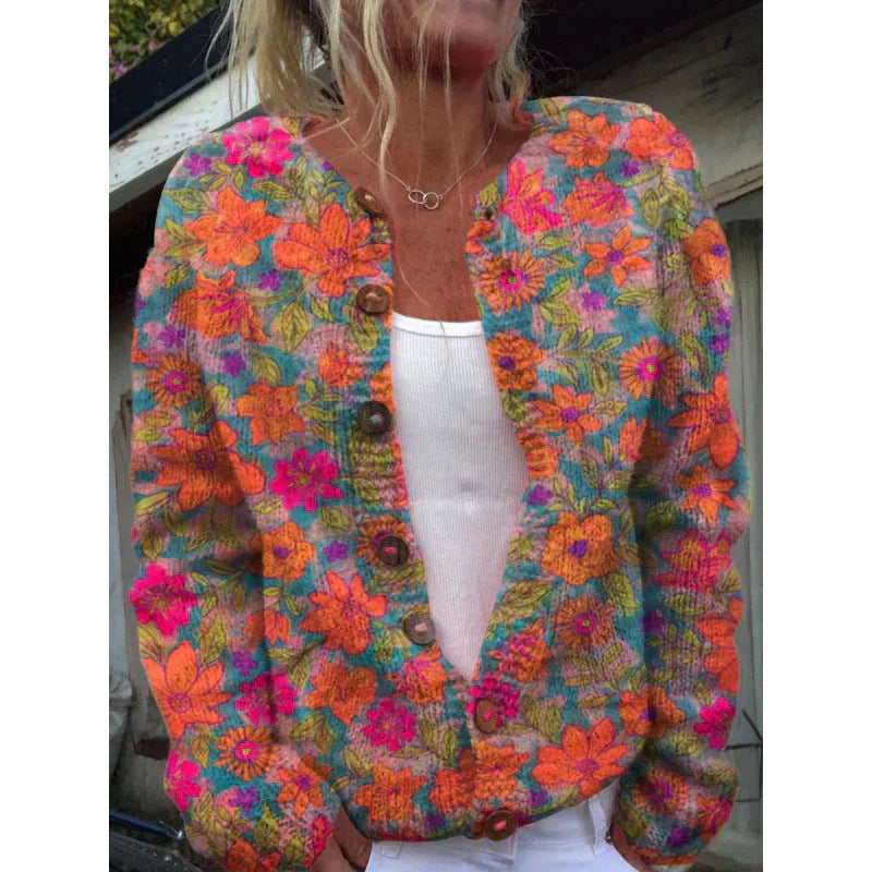 Samantha | Gilet boutonné à imprimé artistique