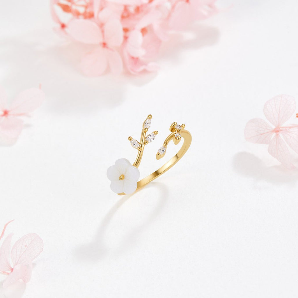 Estela - Bague ornée de fleurs blanches